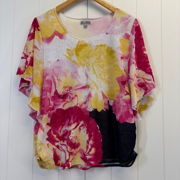 JM Collection Woman Tops - JM Collection Old Money Abstract Rhinestone Top Women Size 2X Quiet Luxury Chic